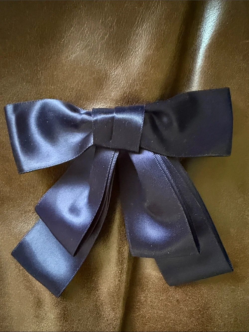 Navy Blue Satin Bow Hair Clip